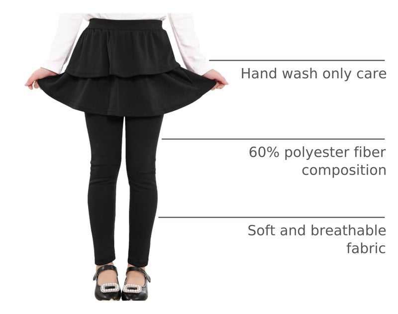 Auranso Girls Leggings with Skirt Kids Clothes Ruffle Tutu Pants Black 9-10 Years - Image 4
